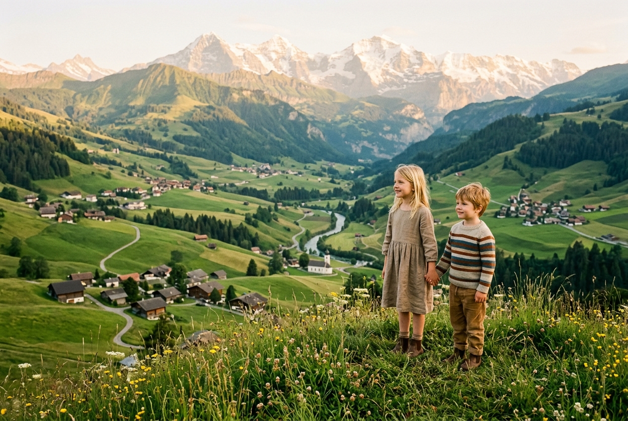 Kinder schauen in die Ferne